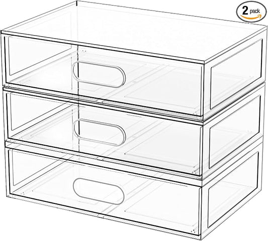 Clear Stackable Makeup Organizer by Aurblozen