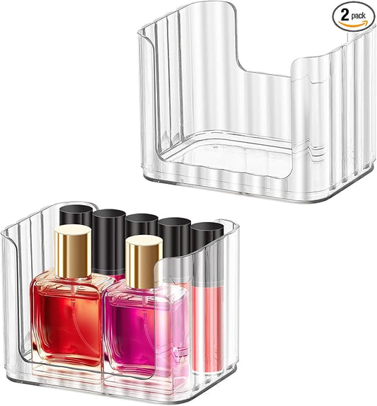 Poeland 2 Pack Stackable Makeup Organizer Tray, Medicine Cabinet Organizer by Poeland