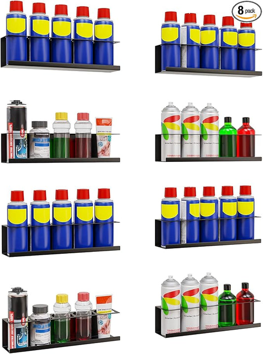 8 Pack Spray Bottle Holder Wall-Mounted, Aerosol Spray Can Holder Storage Rack by Riciakik