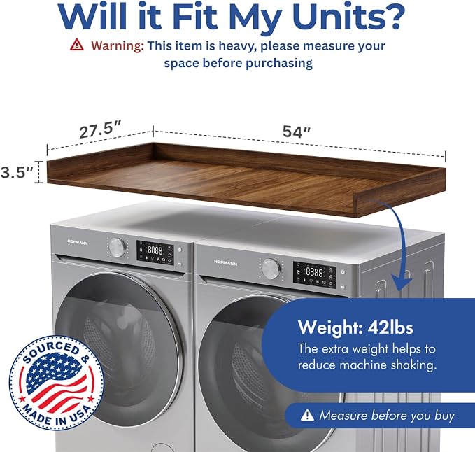 OfficeSimpli Washer Dryer Countertop, Made in USA, Non-Slip Pads, Laundry Room - Image 2