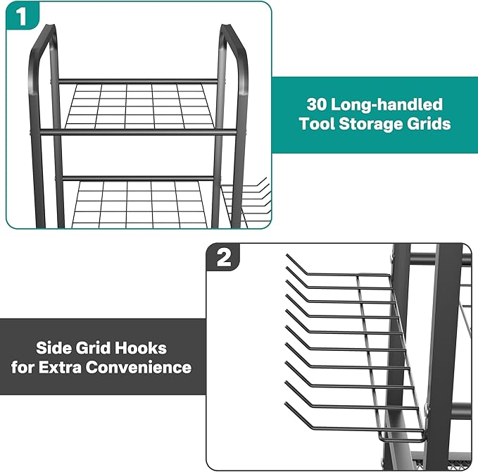 EVERHANGER Garden Tool Organizer and Storage, Yard Tool Stand Garage Tool - Image 3