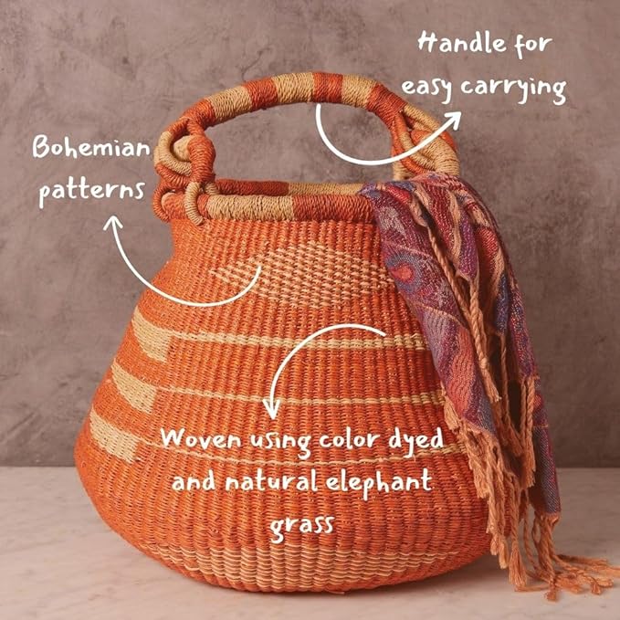 Home & Kitchen Decor, Wicker Basket, Picnic Basket, Living Room Basket - Image 5