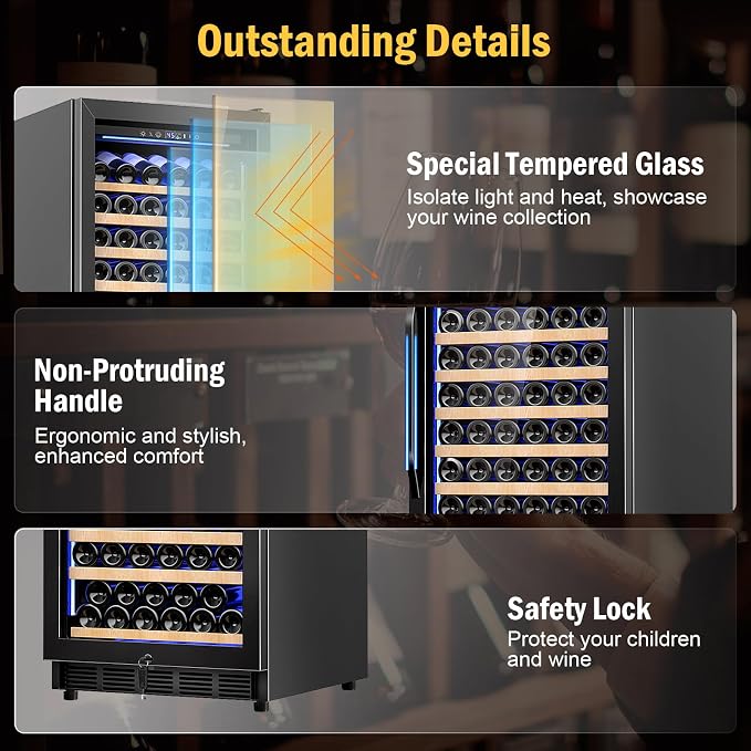 Wine Fridge Freestanding, 173 Bottles 24 Inch Wine Cooler Refrigerator - Image 8