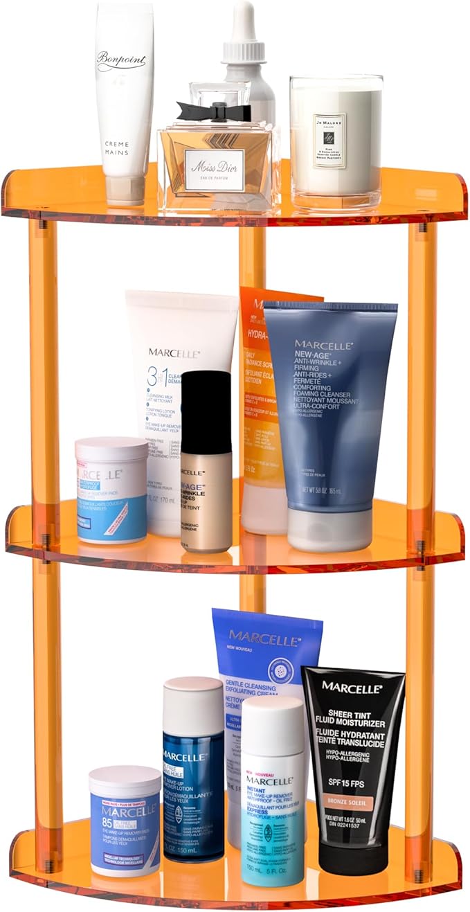 3 Tier Countertop Corner Organizer Shelf 7x7x15.7 Inch, Vanity Storage Organizer by Sezanrpt