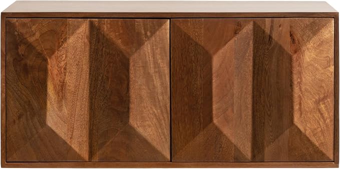 Kate and Laurel Ranier Modern Wooden Two-Door Wall Cabinet, Walnut Brown - Image 8