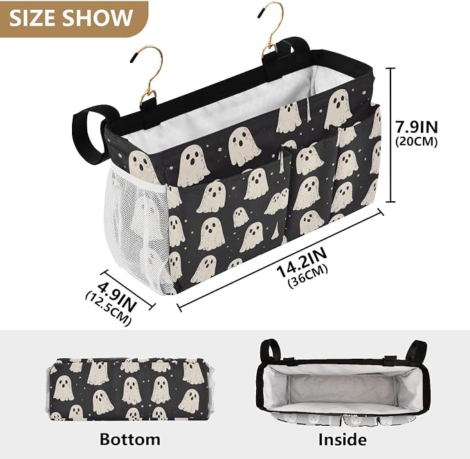Cute Halloween Ghost Blacck Bedside Caddy - Image 4