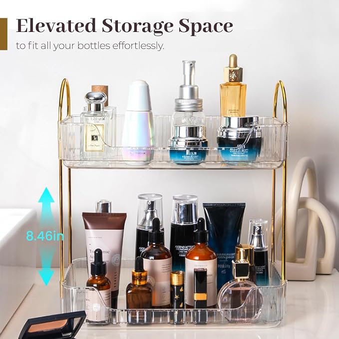 Aveniee Bathroom Counter Organizer, 2 Tier Perfume Skin Care Countertop Storage - Image 5