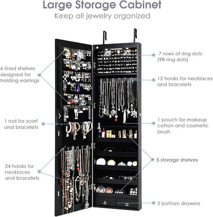 HAPPYGRILL Over the Door Jewelry Organizer, Hanging Jewelry Storage Cabinet - Image 7