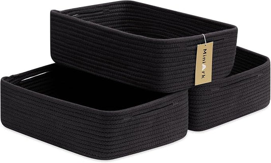 Large Shallow Organizing Baskets 15x11x5.1 Inches by MiniArkStorageBasketsHome