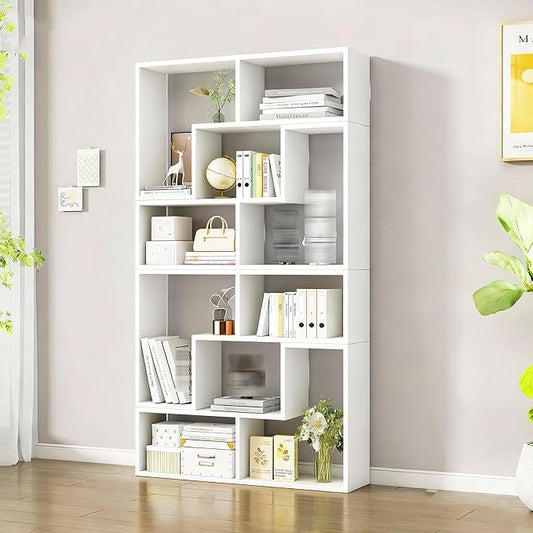 Expandable Bookcase with Adjustable Width, Wooden Room Divider Bookshelf by Unknown