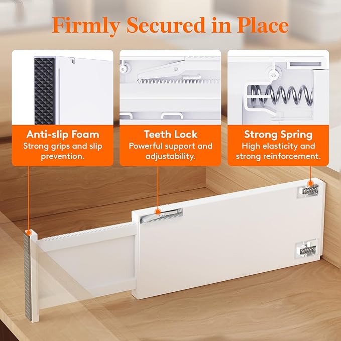 Lifewit 12 Pack Drawer Dividers Plastic 5" High, 13.5-22" Adjustable Drawer - Image 3
