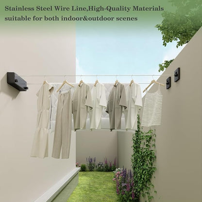 Danpoo Retractable Clothesline Outdoor Heavy Duty, 2x13.8ft Stainless Steel - Image 3