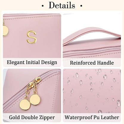 Birthday Gifts for Women Teen Girl, Personalized Initial Makeup Organizer Bag - Image 4