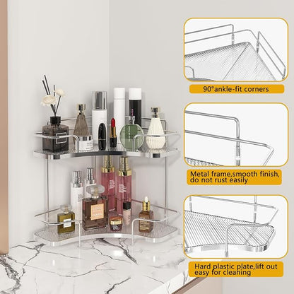 FOLLOWIN 2 Tier Bathroom Countertop Corner Organizer, Countertop Perfume Tray - Image 6