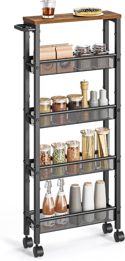 VASAGLE Slim Rolling Cart, 5-Tier Storage Cart, Narrow Carts by VASAGLEbySONGMICSHOME