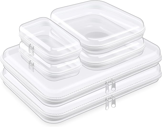 Sanwuta 6 Pcs Clear Hard Zipper Case Hard Plastic Zipper Pouches Transparent by Sanwuta