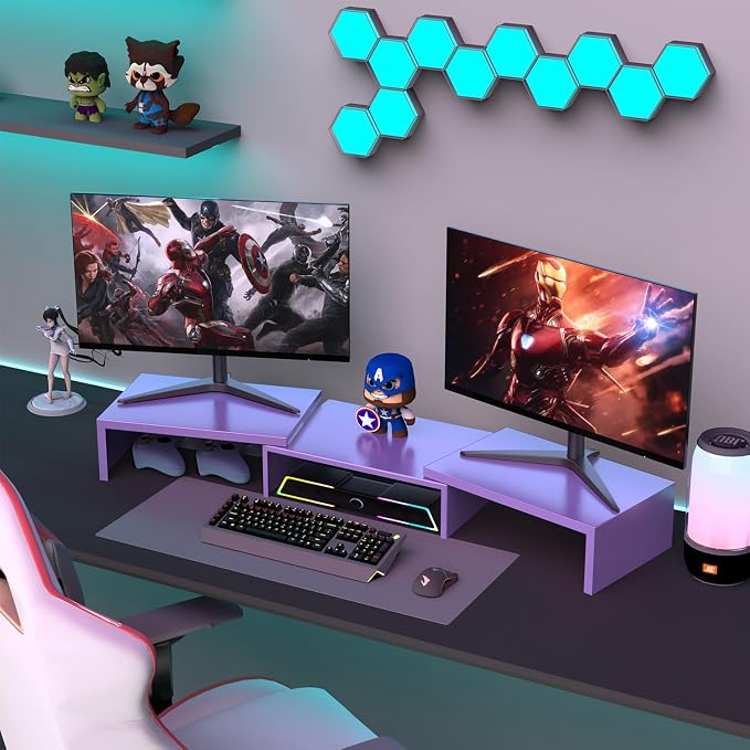 Dual Monitor Stand for Desk, Metal Monitor Riser - Image 7
