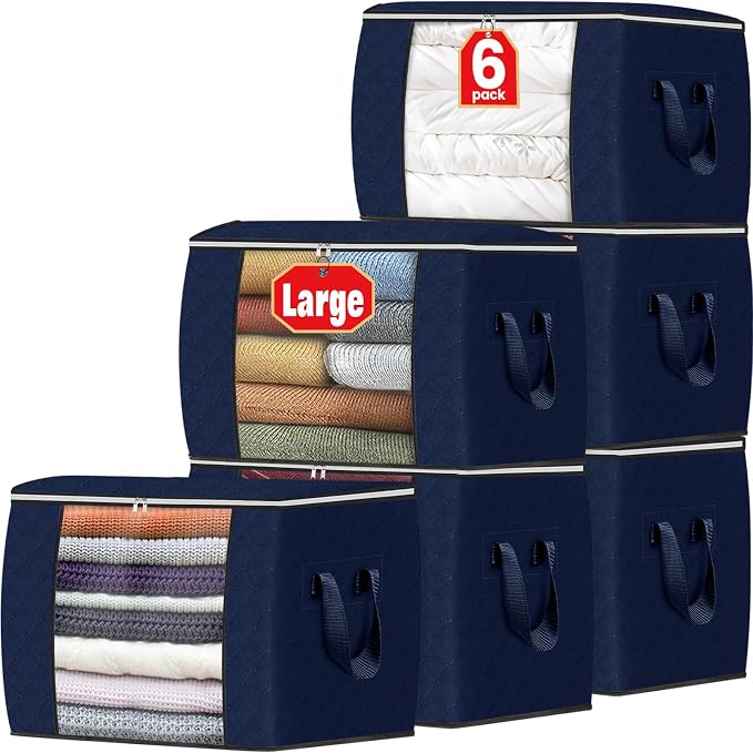 Fab totes 24 Gallons Clothes Storage, Foldable Thick Fabric Blanket Storage Bags by Fabtotes
