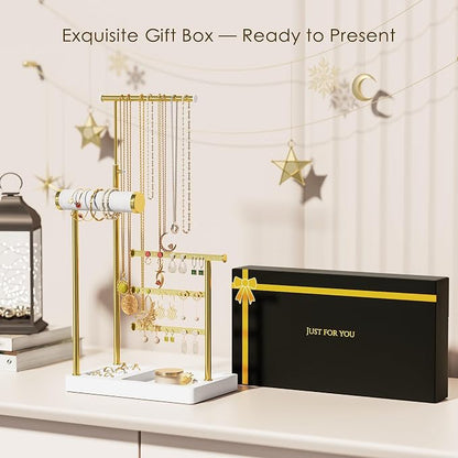 SZQINJI 5 Tier Jewelry Holder Organizer, Adjustable Height Jewelry Display - Image 2