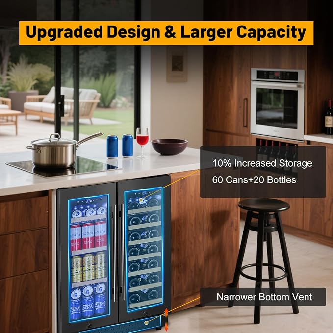 Wine and Beverage Refrigerator, 24 Inch Beverage Cooler Dual Zone - Image 6