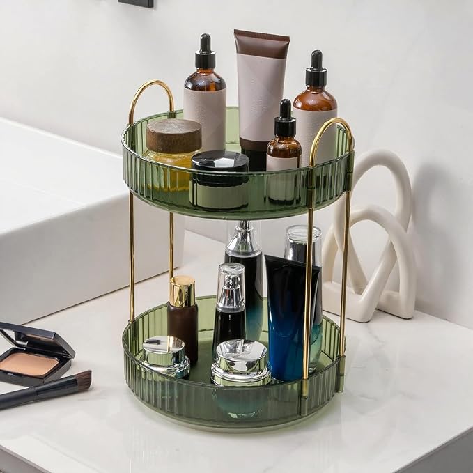 360° Rotating Makeup Organizer, Bathroom Make Up Spinning Holder Rack, Large by INVSSENEORGANIZERS