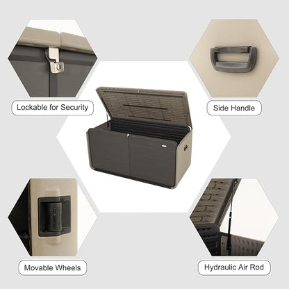 Domi 260 Gallon Resin Deck Box, Waterproof & UV-Resistant Outdoor Large Storage - Image 4