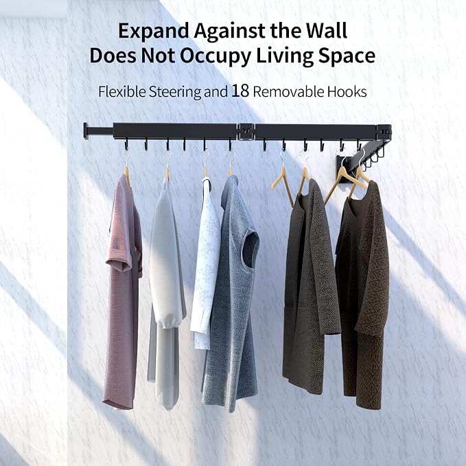 Foldable Clothes Drying Rack, 2 Fold Laundry Drying Rack Wall Mount, Folding & - Image 3