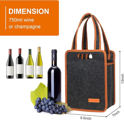 6 Bottle Wine Tote Bag, Insulated Thermal Padded Wine Carrier Tote, Reusable - Image 2