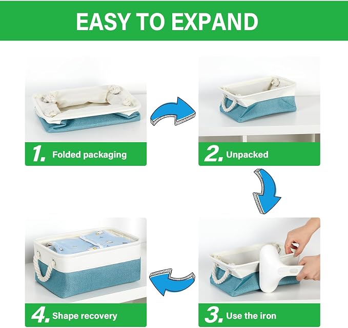 Bidtakay Small Storage Baskets for Shelves 3 Pack Fabric Storage Bins for - Image 7