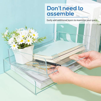 Harloon 4 Tier Acrylic Paper Tray Paper Organizer - Image 3
