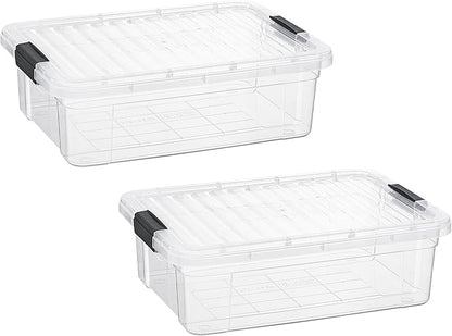 Superio Storage Bins with Lids- 2 Pack, 7.4 Qt Clear Boxes by Superio
