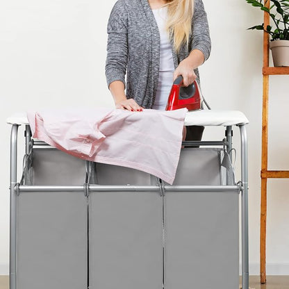 3 Bags Laundry Sorter Cart, Heavy Duty Rolling Laundry Hamper Sorter - Image 4