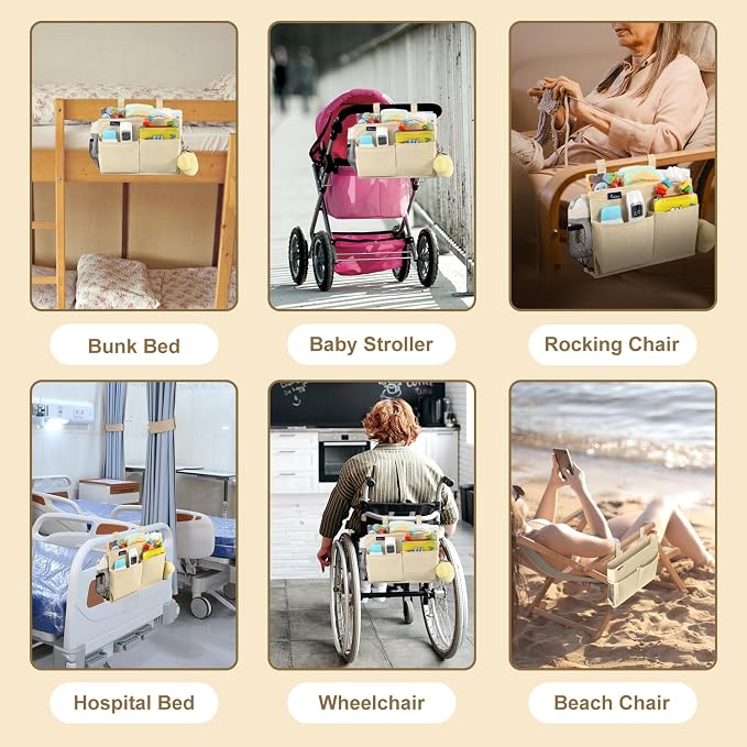 Surblue Bedside Caddy Hanging Organizer Storage Bag Pocket - Image 6