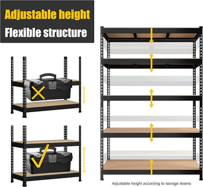 PrimeZone 4 Pack Heavy Duty Adjustable 5 Tier Garage Storage Shelves - Image 6