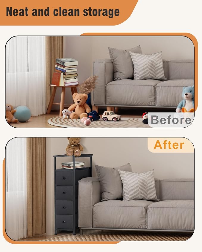 Narrow Dresser for Bedroom, Fabric Tall Dresser & Chests of Drawers - Image 6
