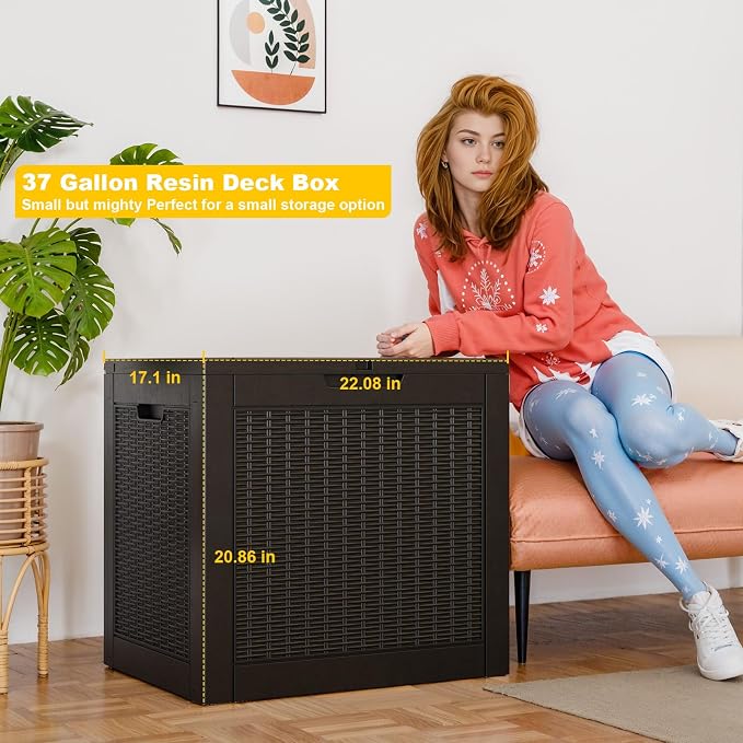 37 Gallon Outdoor Deck Box, Storage Lockable Waterproof Patio Furniture - Image 3