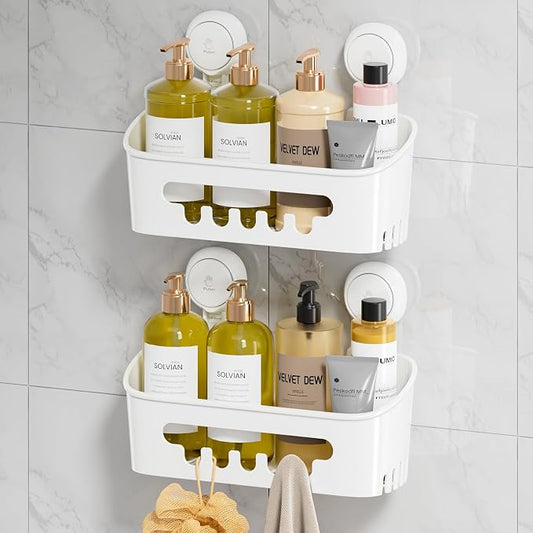 LEVERLOC Shower Caddy Suction Cup 2 Pack, Shower Organizer Removable Bathroom by LEVERLOC