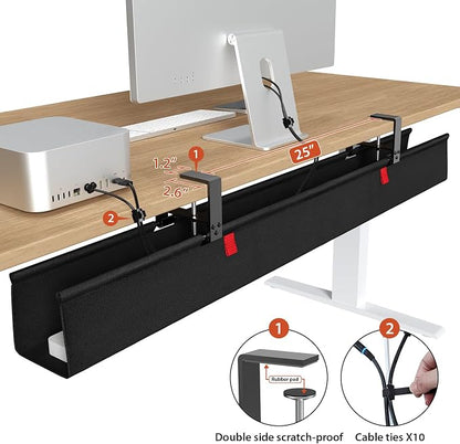 Univivi No Drill Under Desk Cable Management Tray, Clamp/Screw Mount Desk Cable - Image 3