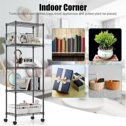 Himimi 5-Tier Wire Shelving Unit on Wheels, Adjustable Heavy Duty Metal Shelves - Image 7
