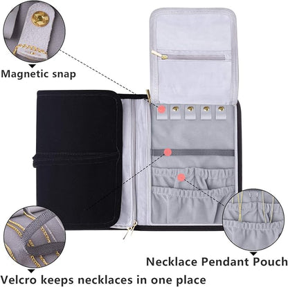 Teamoy Velvet Travel Jewelry Roll, Jewelry Storage Bag Organizer - Image 2