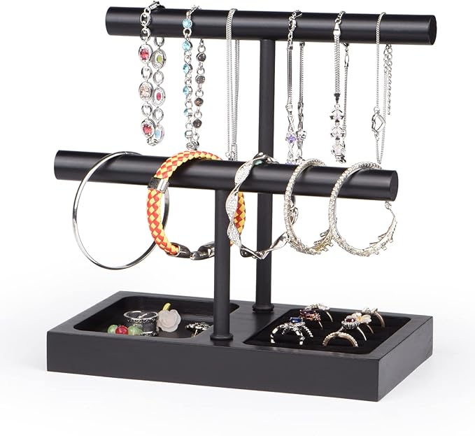 SZQINJI Jewelry Holder Organizers Bracelet Holder Display Stand, Solid Wood Base by SZQINJI