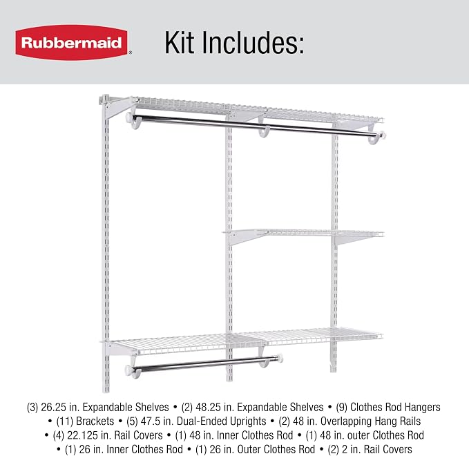 Rubbermaid Configurations Custom Closet Kit 6-10 Ft. Adjustable Metal Wire - Image 6
