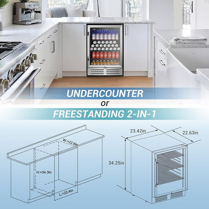 24 Inch Beverage Refrigerator, 210 Cans Under Counter Beverage Cooler, and Milk - Image 6