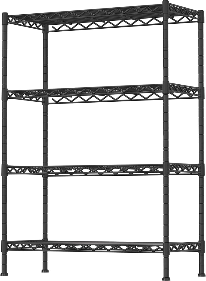 4-Shelf Adjustable Heavy Duty Storage Shelving Unit, Metal Organizer Wire Rack by SoyweyDirect