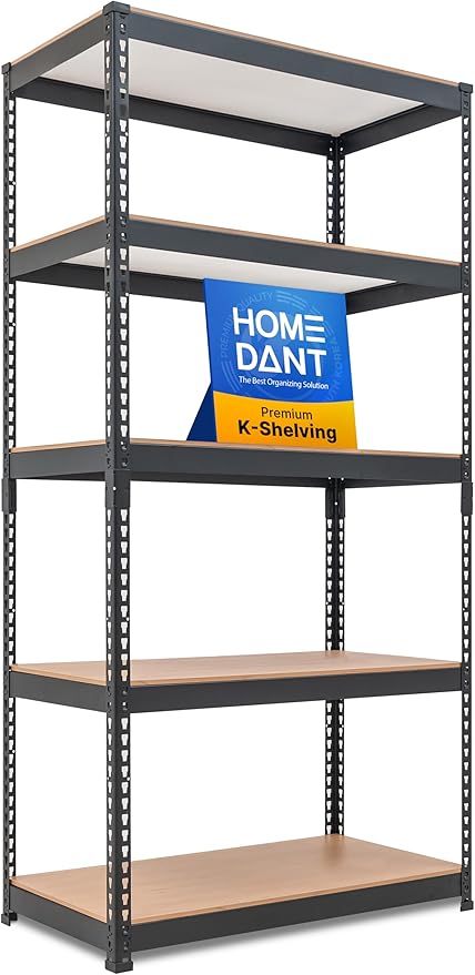 HOMEDANT 5-Tier Laminated Boltless Heavy Duty Metal Shelving Unit Adjustable by TheBestOrganizingSolution