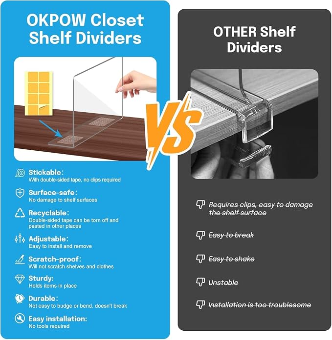 OKPOW Shelf Dividers Closet Organizer - Image 3