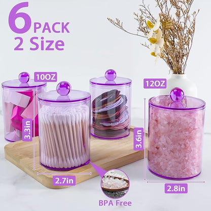 6 Pack Qtip Holder, Canister Apothecary Jar Set, Bathroom Jars - Image 2