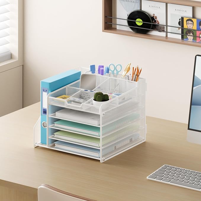 Lavatino Desk Organizer with File Holder-White - Image 4