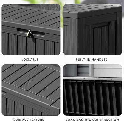 80 Gallon Resin Deck Box, Outdoor Waterproof Storage Containers, Lockable Patio - Image 4