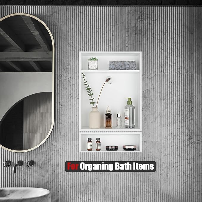 JQK Shower Niche No Tile Need, 304 Stainless Steel Recessed Shower Caddy - Image 3